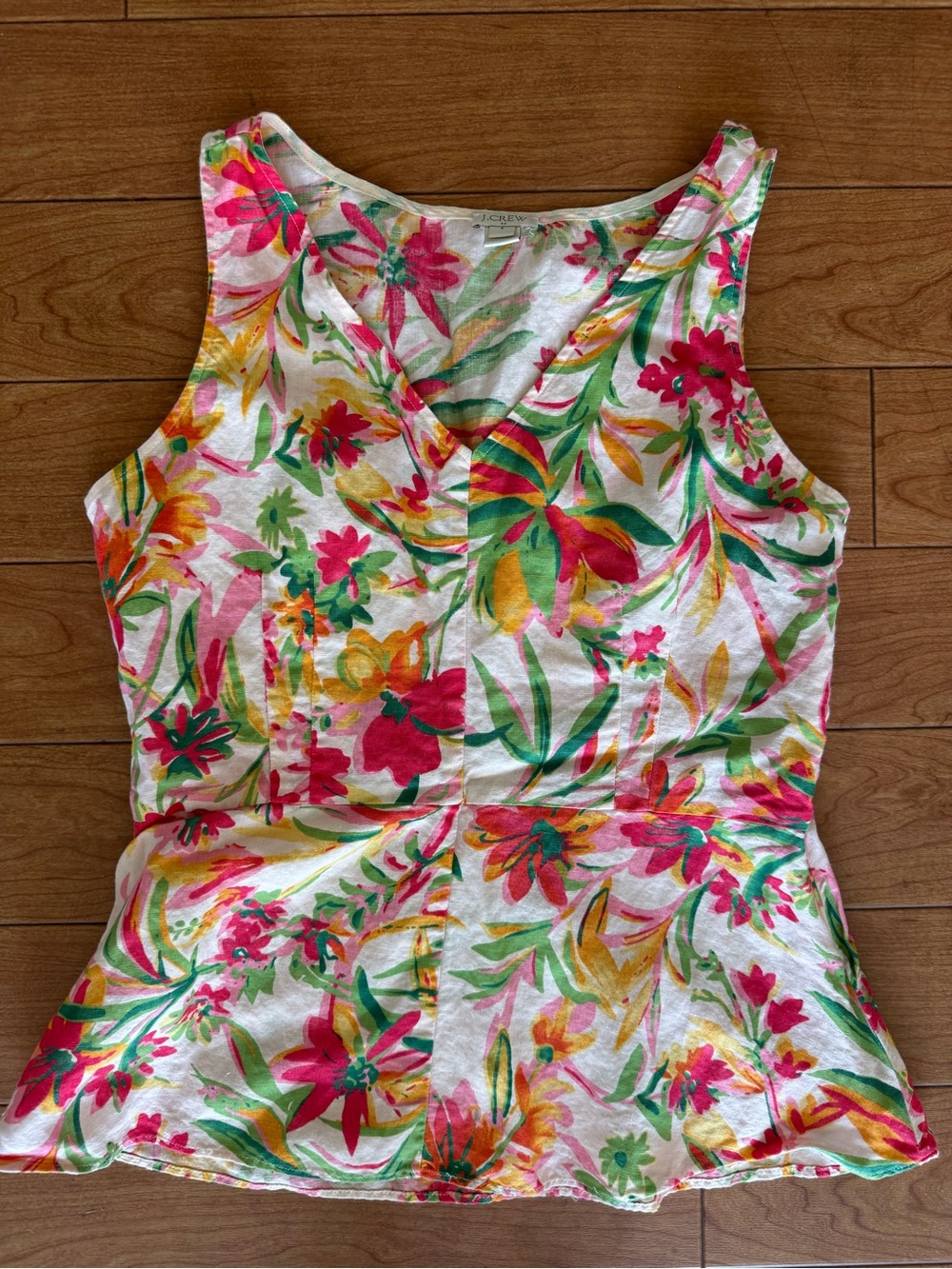 J Crew Floral Sleeveless Peplum Top